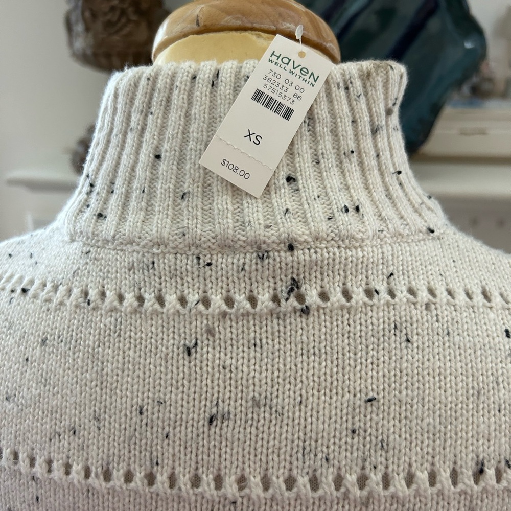 NWT Haven Well Within Speckled Cream Turtleneck Sweater - Picture 6 of 9